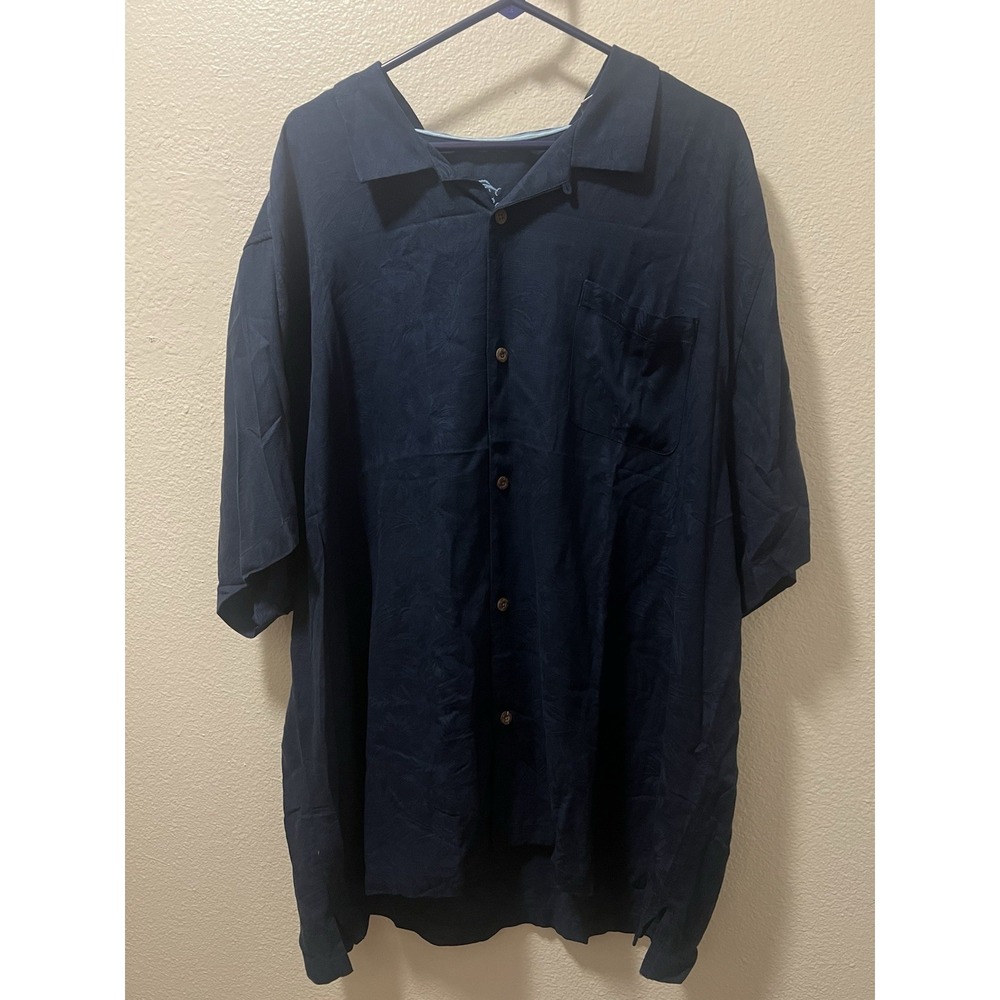 Tommy Bahama 100% Silk All Over Print Tropic Floral Short Sleeve Navy Blue 3XL - Picture 3 of 9